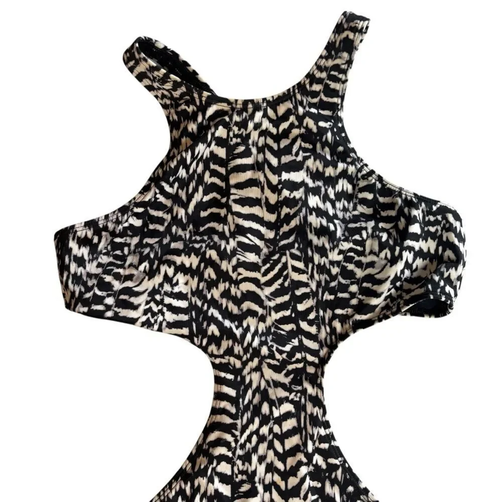 Urban Outfitters Out From Under Y2K High Neck Cut Out One Piece Swimsuit Small